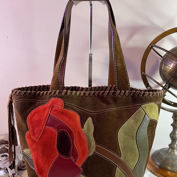Coach Vintage Poppy For Peace Suede Tote Limited Edition - Picture 6 of 15